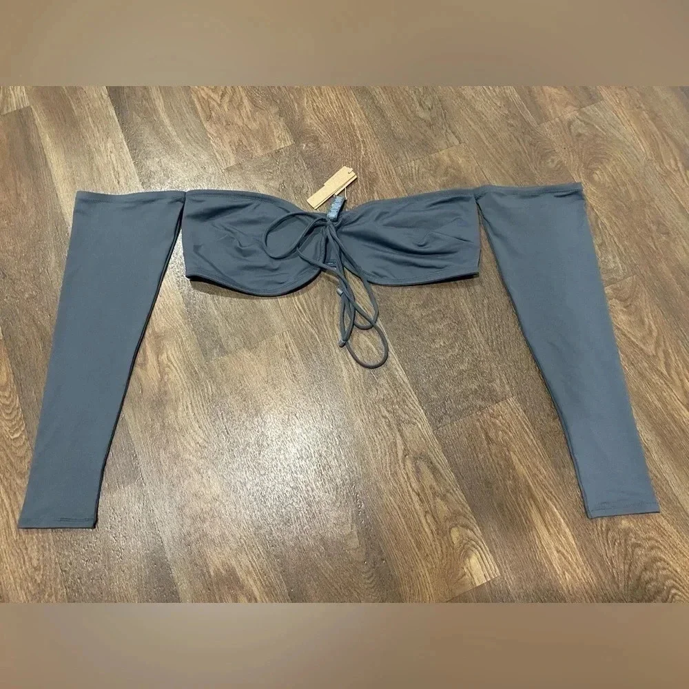 Skims Swim Nwt Skims Swim Long Sleeve Bikini Top Gunmetal Size 3X new with tags